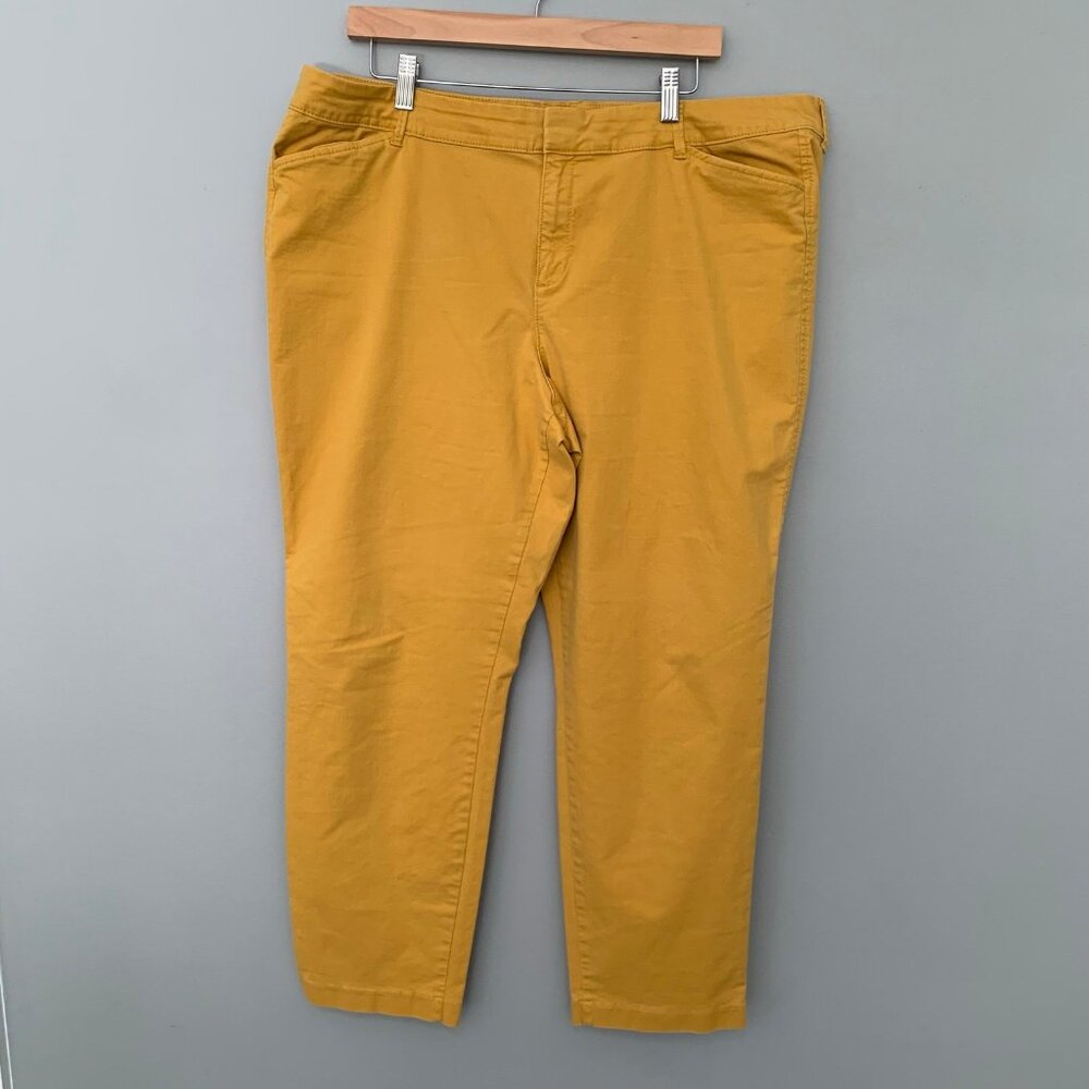 Old Navy Pixie Ankle Pants Women 18 Mustard Yellow Slim Tapered Chino‎ Stretch